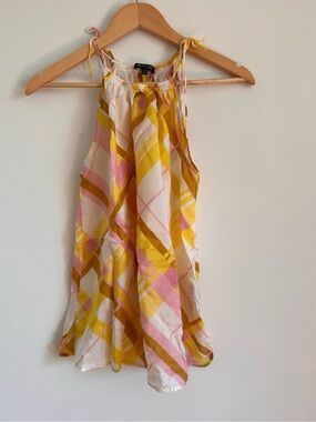 Lightweight Pink & Yellow Plaid Halter Top